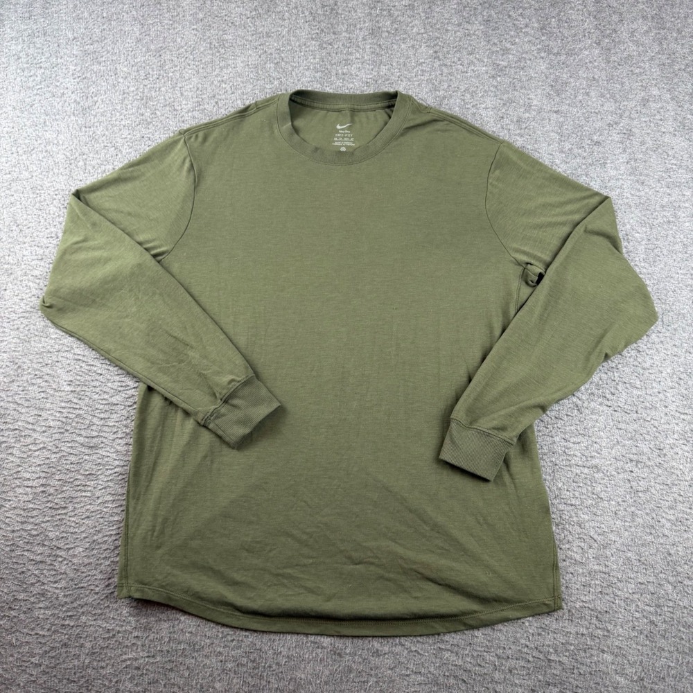 Nike One Dri-FIT Shirt Women's XS Olive Green Long Sleeve Active Training Top